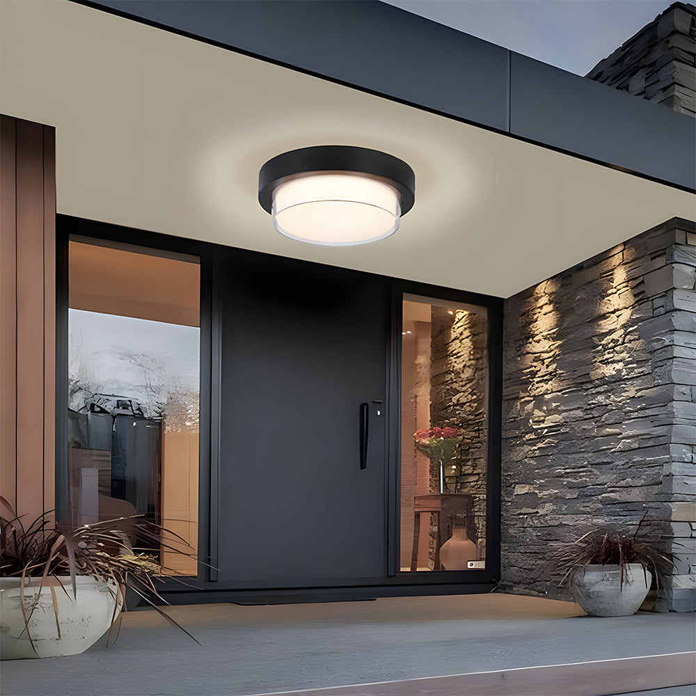 IP68 Outdoor Flush Mount Black Patio Ceiling Light