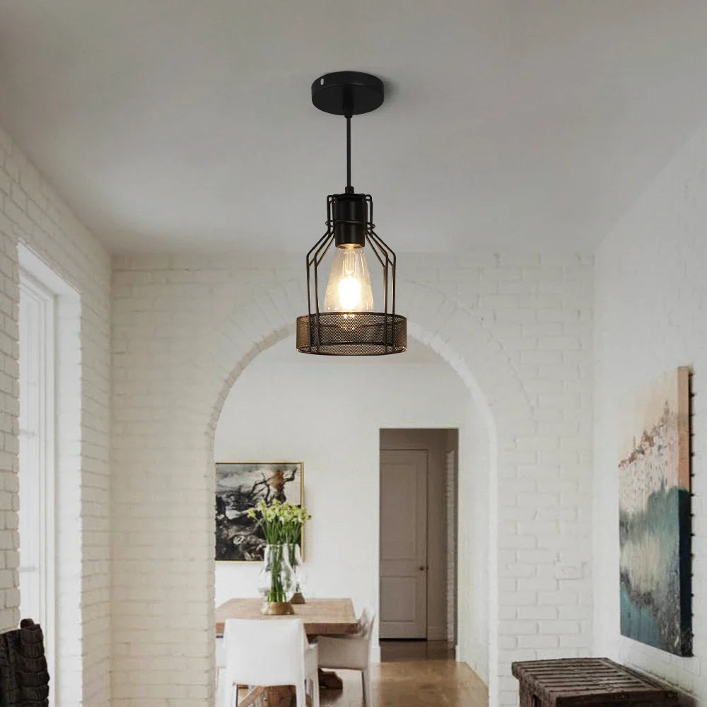 Black Iron Multi-Bulbs Vintage Island Light For Dining Room