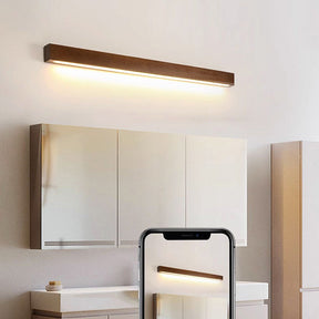 Contemporary Wood Simple Long Mirror Bathroom Wall Lighting