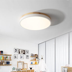 Wooden Round Shape Flush Ceiling Lights