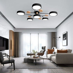 Contemporary Round Iron LED Semi-Flush Chandelier