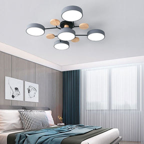 Contemporary Round Iron LED Semi-Flush Chandelier