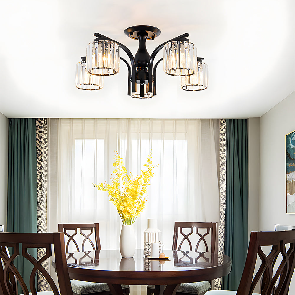 Art Deco Semi Flush Mount Black Ceiling Light