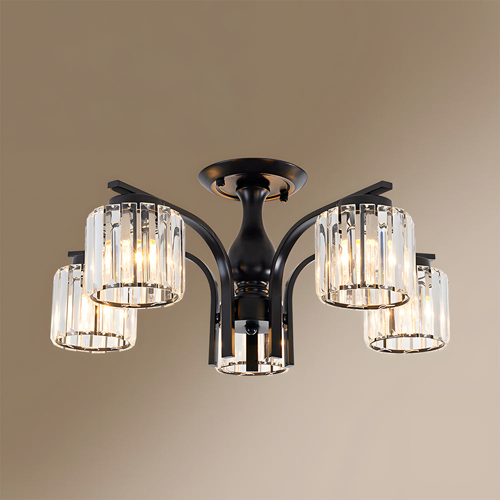 Art Deco Semi Flush Mount Black Ceiling Light