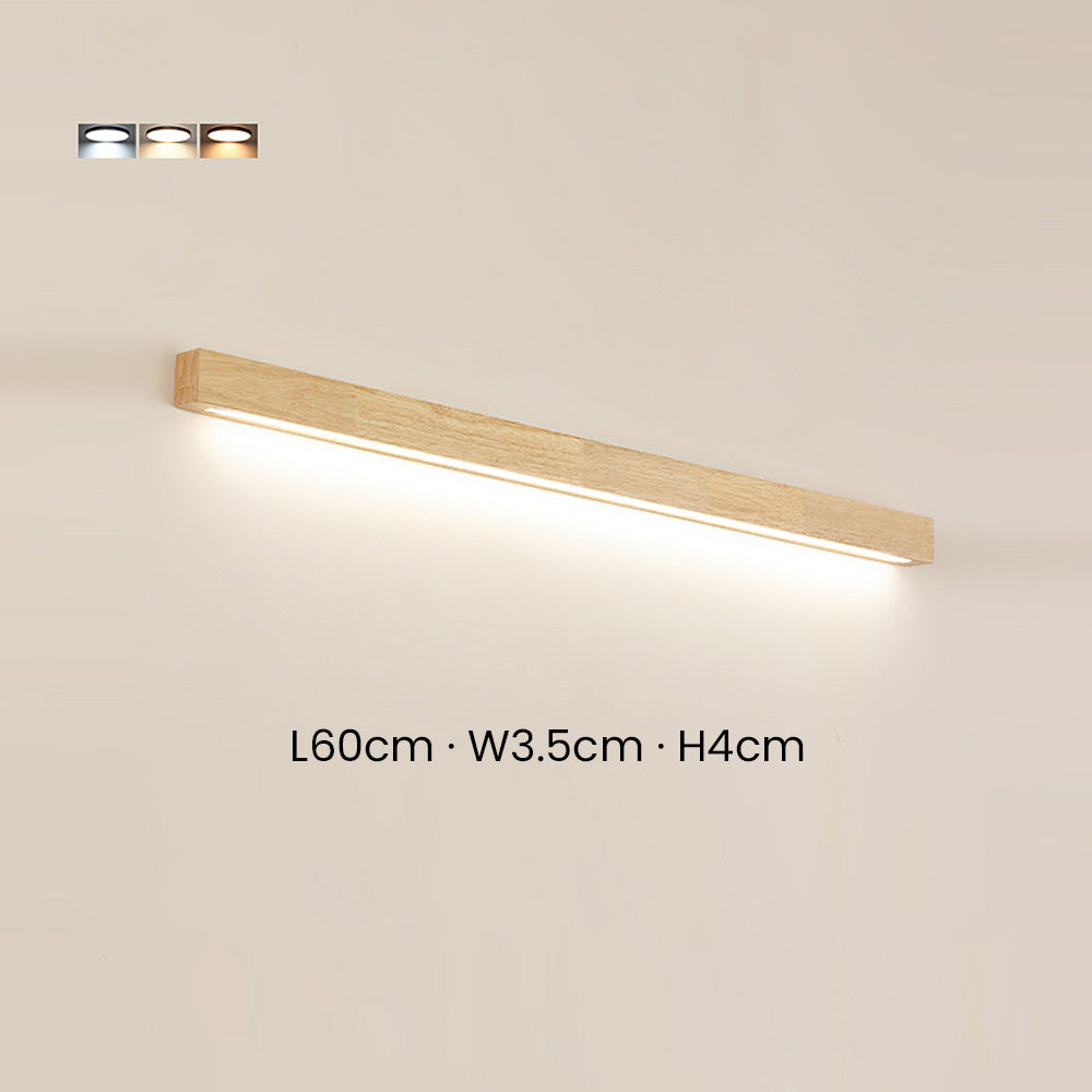 Contemporary Wood Simple Long Mirror Bathroom Wall Lighting