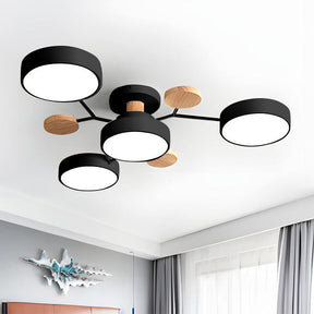 Contemporary Round Iron LED Semi-Flush Chandelier