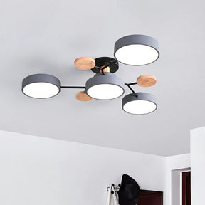 Contemporary Round Iron LED Semi-Flush Chandelier