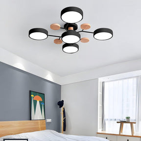 Contemporary Round Iron LED Semi-Flush Chandelier