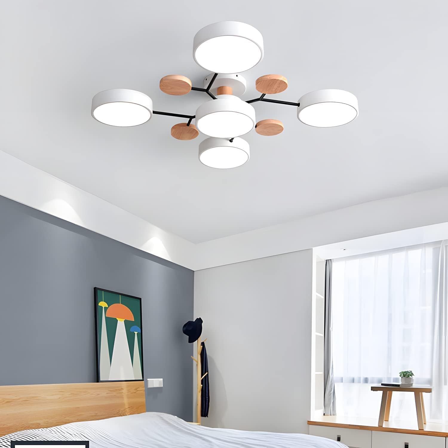 Contemporary Round Iron LED Semi-Flush Chandelier