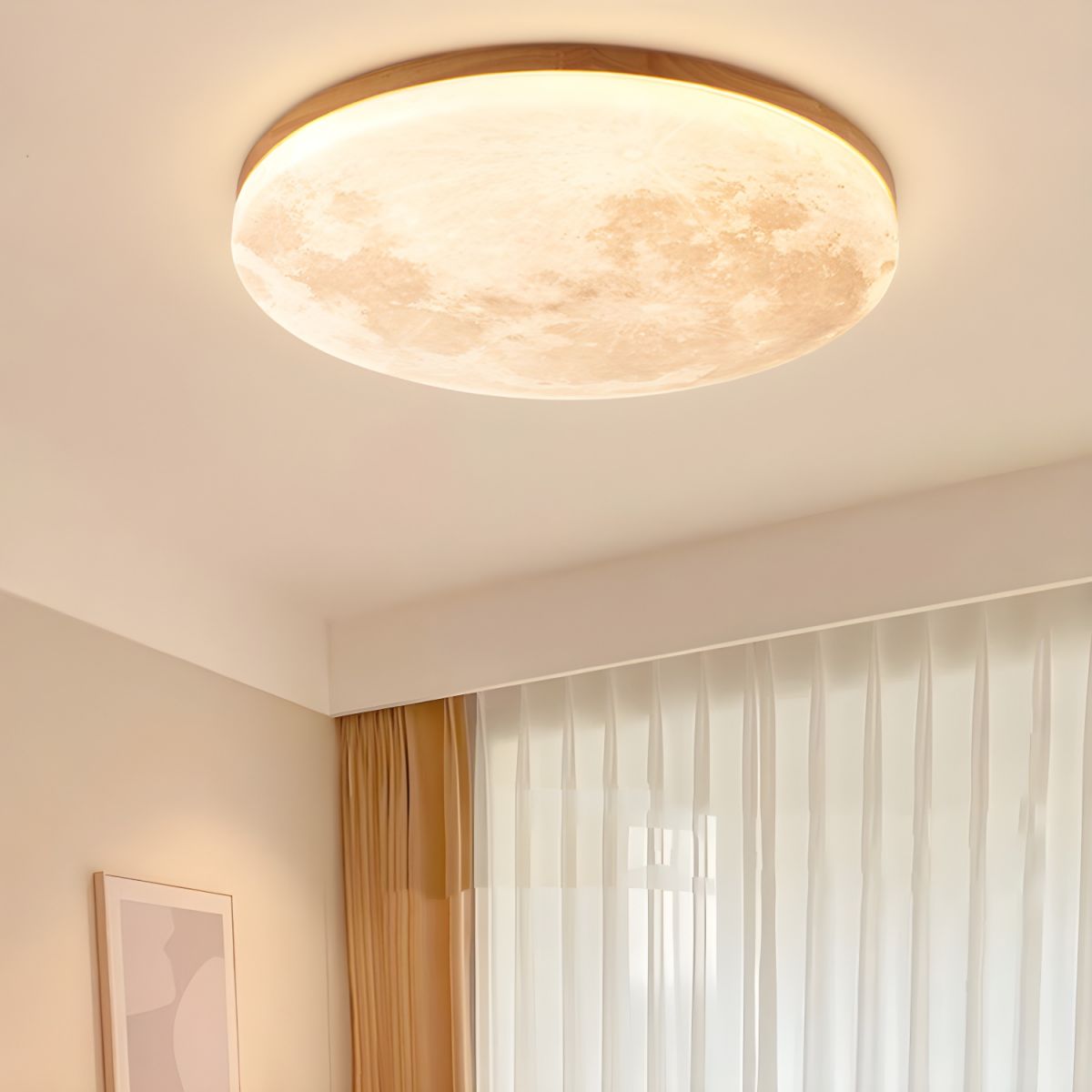 Art Deco Moon Round LED Ceiling Light For Living Room