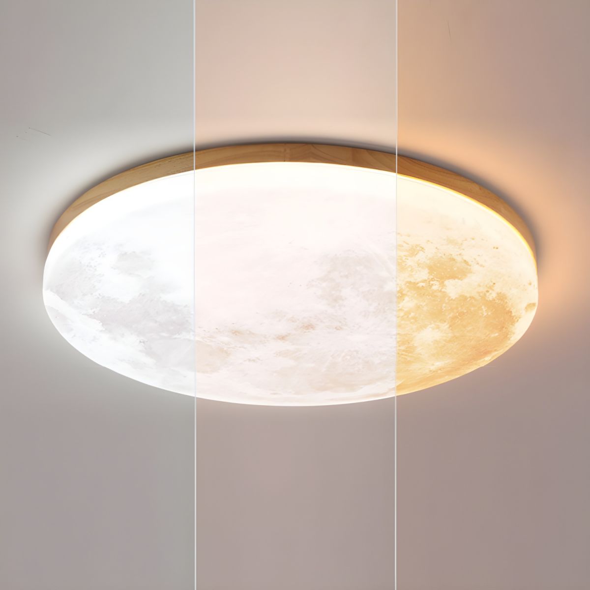 Art Deco Moon Round LED Ceiling Light For Living Room