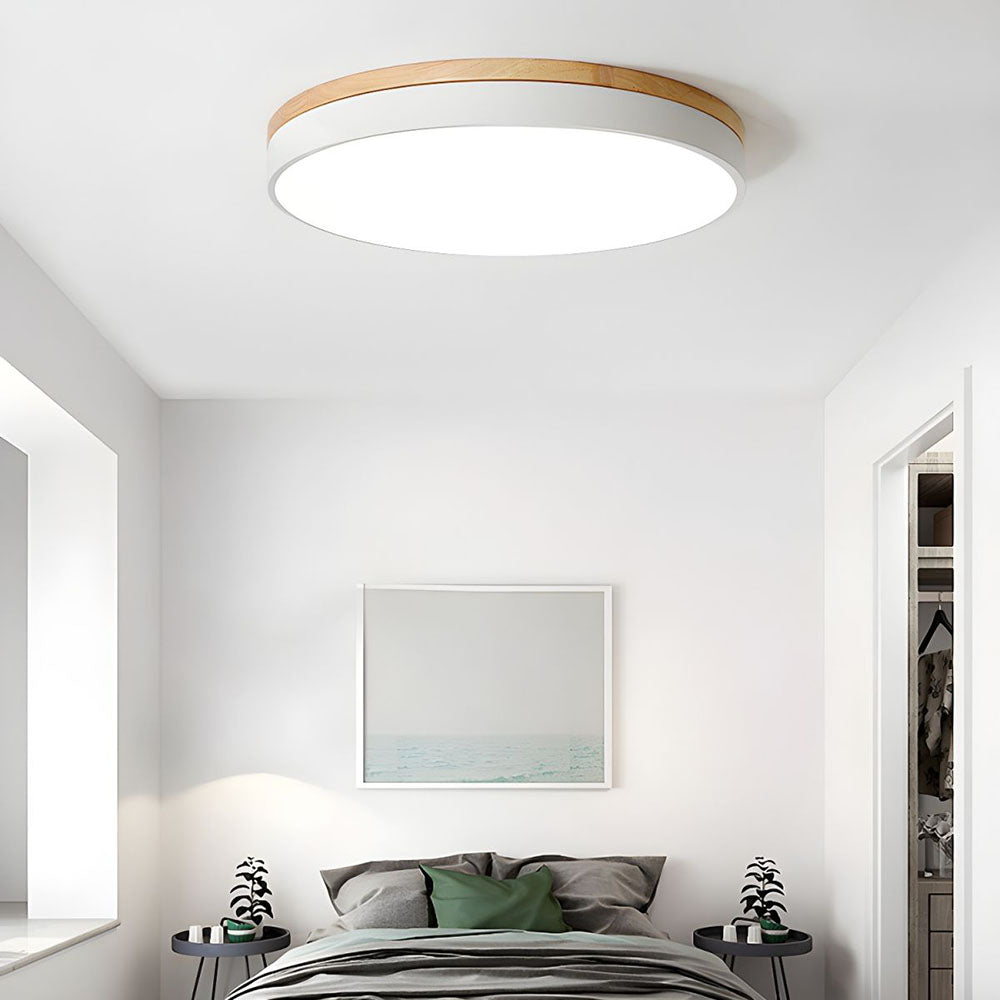 Wooden Round Shape Flush Ceiling Lights