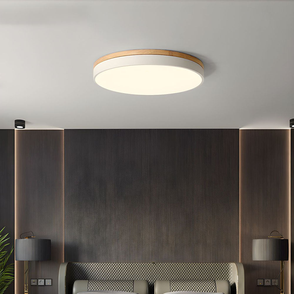 Wooden Round Shape Flush Ceiling Lights