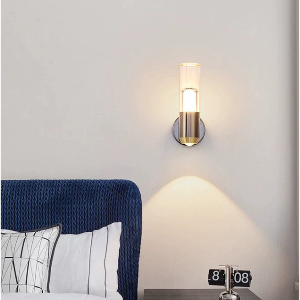 Clear Contemporary Cylinder Wall Lamp