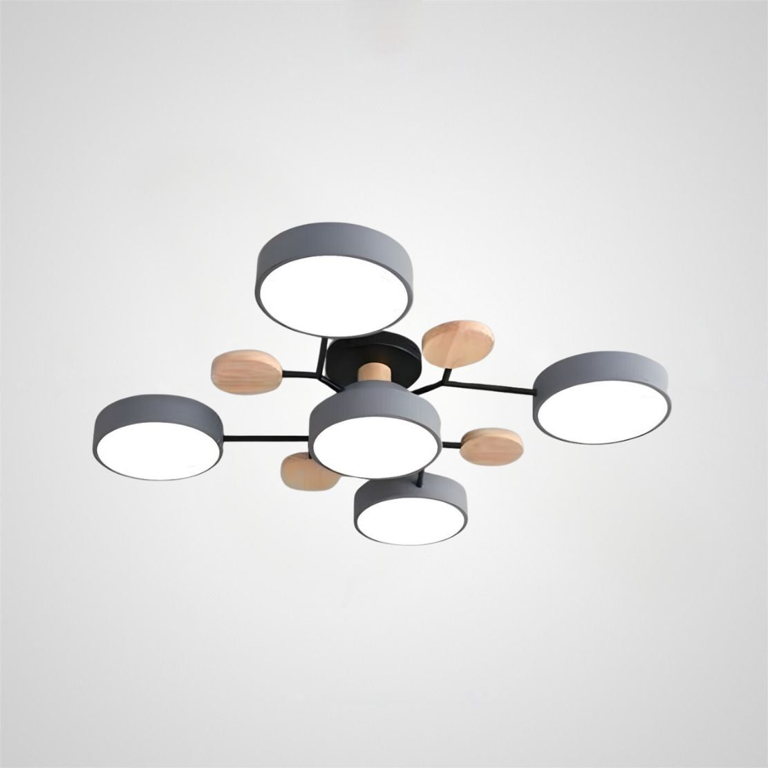 Contemporary Round Iron LED Semi-Flush Chandelier