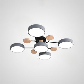 Contemporary Round Iron LED Semi-Flush Chandelier