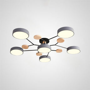 Contemporary Round Iron LED Semi-Flush Chandelier