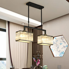 Square Luxury Glass Dining Room Ceiling Light