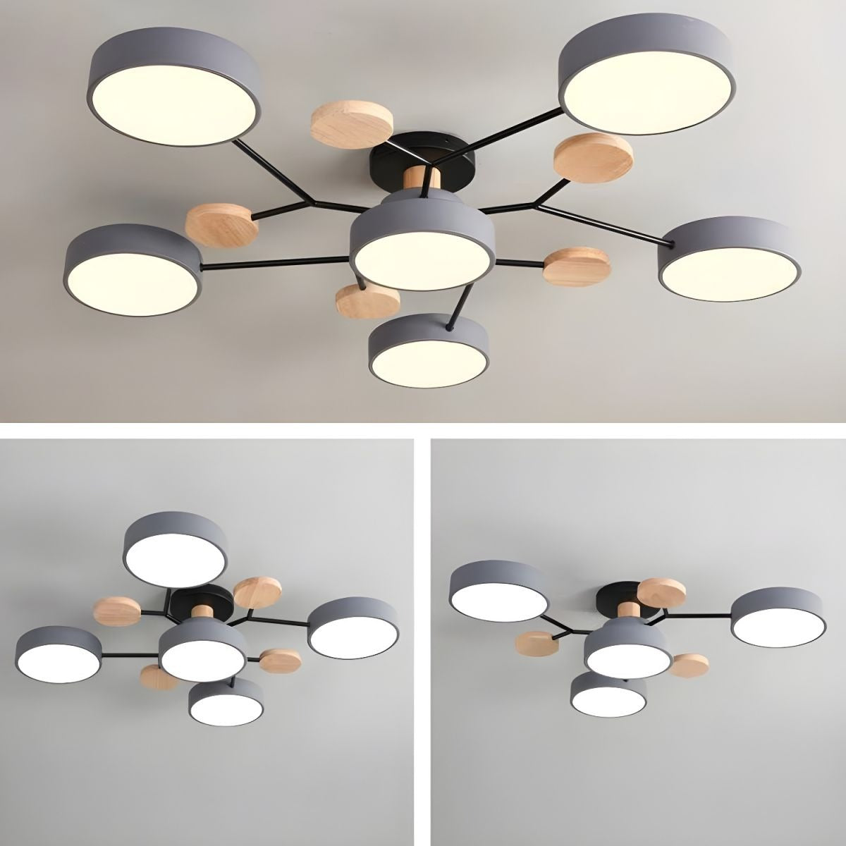 Contemporary Round Iron LED Semi-Flush Chandelier