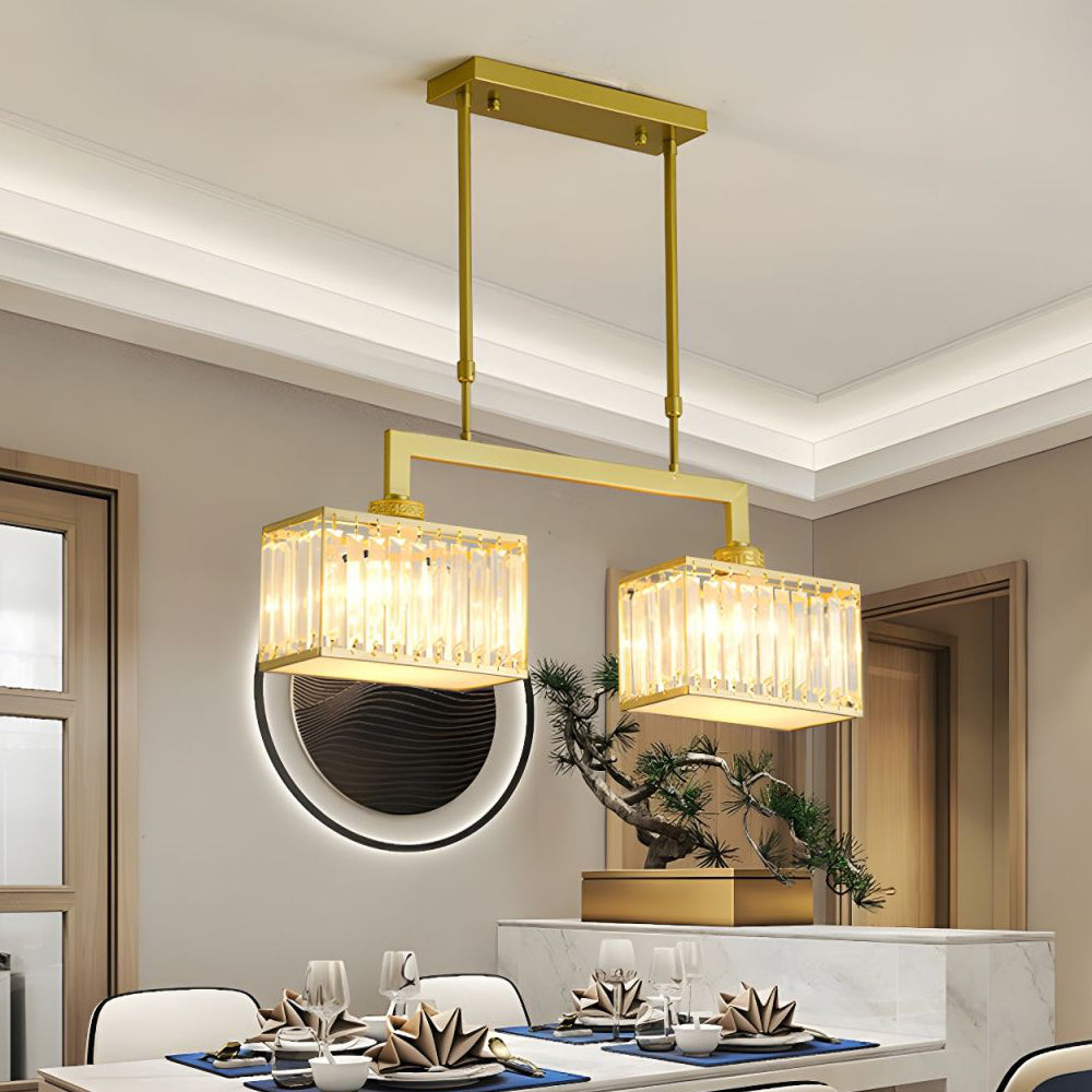 Square Luxury Glass Dining Room Ceiling Light