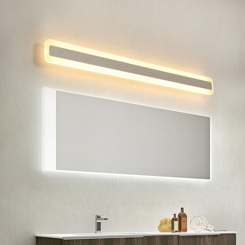 Gold Metal Modern Simple Long Mirror Bathroom Wall Lighting