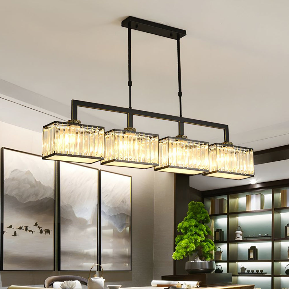 Square Luxury Glass Dining Room Ceiling Light