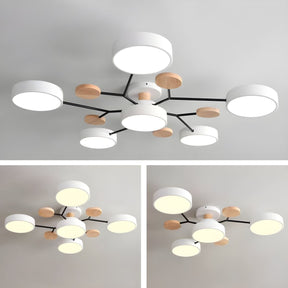 Contemporary Round Iron LED Semi-Flush Chandelier