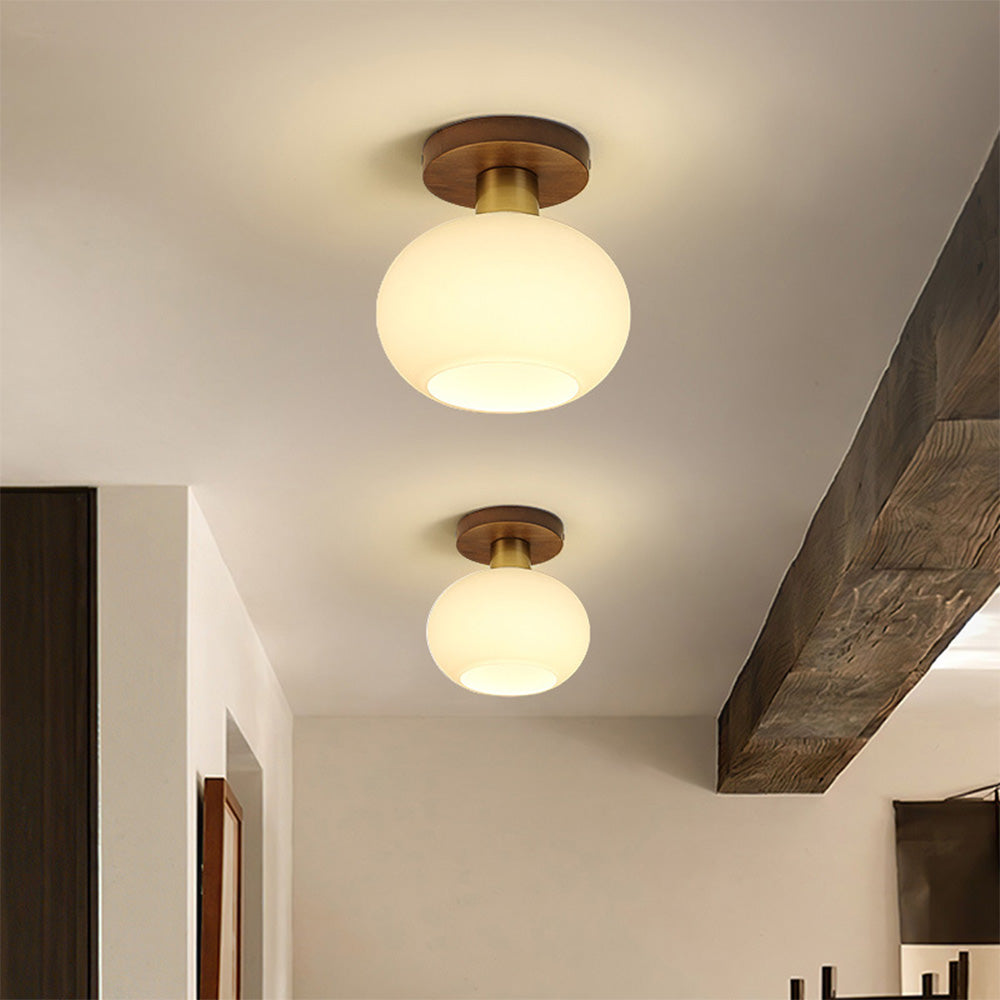 Nordic Walnut Minimalist Hallway Ceiling Light