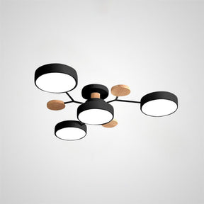 Contemporary Round Iron LED Semi-Flush Chandelier