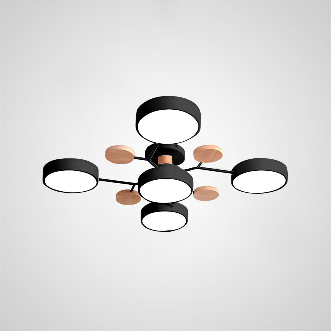 Contemporary Round Iron LED Semi-Flush Chandelier