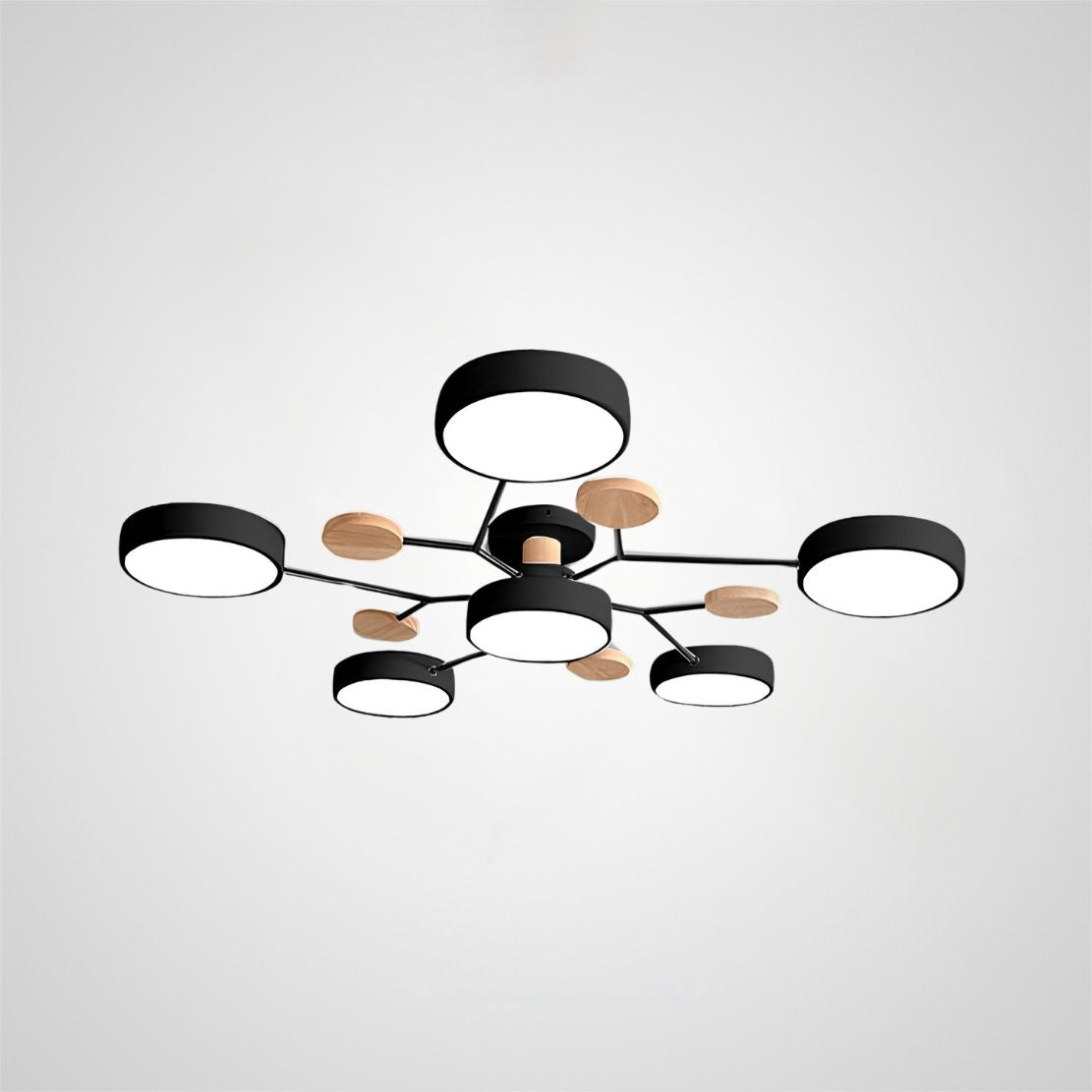 Contemporary Round Iron LED Semi-Flush Chandelier