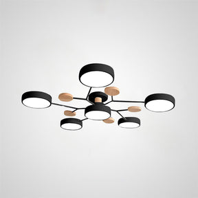 Contemporary Round Iron LED Semi-Flush Chandelier