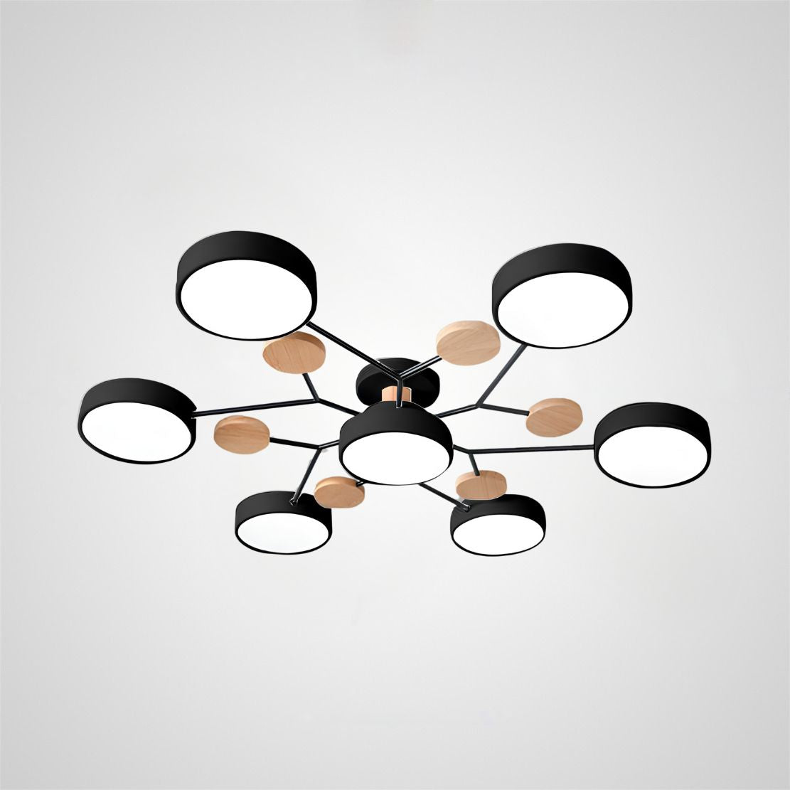 Contemporary Round Iron LED Semi-Flush Chandelier