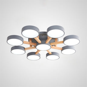 Modern Iron Wood LED Bedroom Ceiling Light