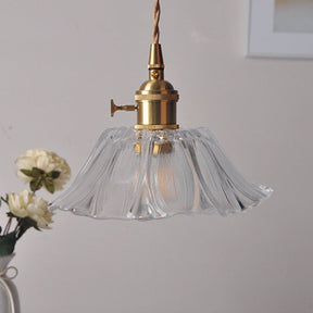 Retro Flower Shape Glass Pendant Light For Dining Room