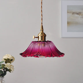 Retro Flower Shape Glass Pendant Light For Dining Room