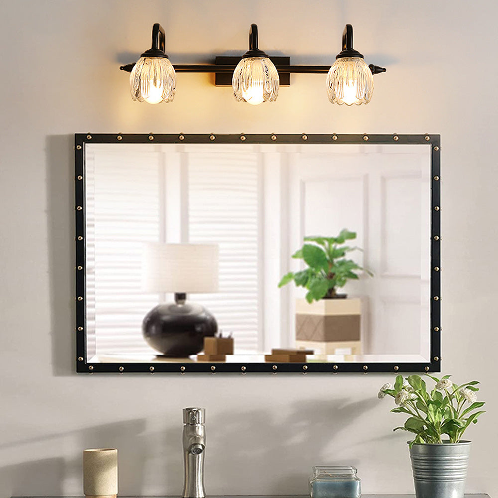 Vintage Black Glass Design Mirror Bathroom Wall Lights