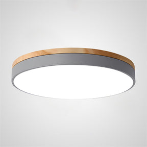 Wooden Round Shape Flush Ceiling Lights