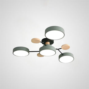 Contemporary Round Iron LED Semi-Flush Chandelier