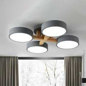 Modern Iron Wood LED Bedroom Ceiling Light