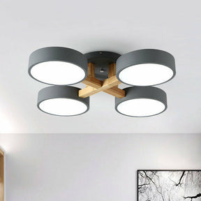 Modern Iron Wood LED Bedroom Ceiling Light