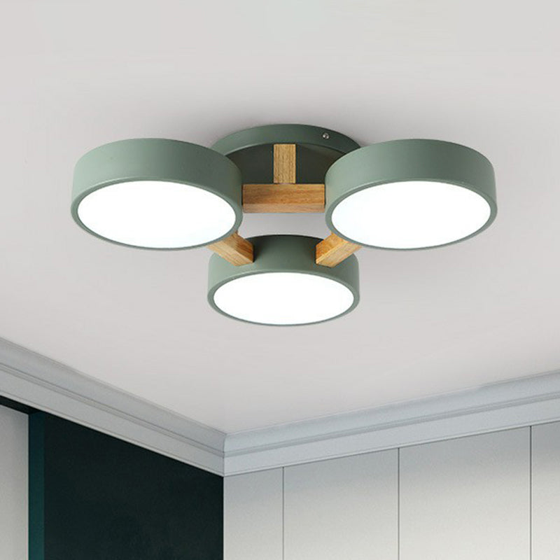 Modern Iron Wood LED Bedroom Ceiling Light