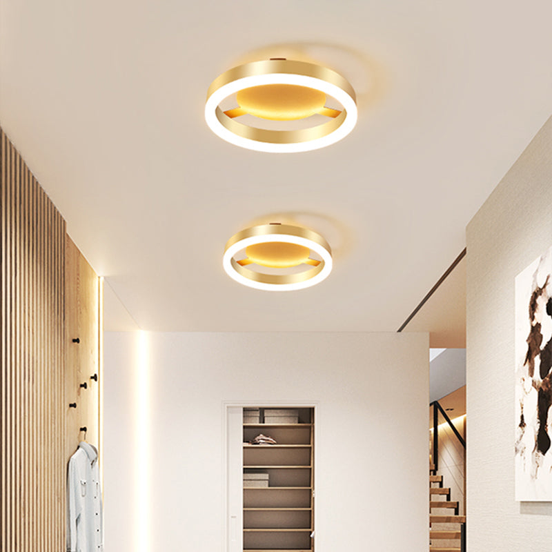 Gold Modern LED Flush Mount Ceiling Lights For Hallway