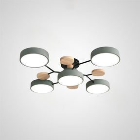 Contemporary Round Iron LED Semi-Flush Chandelier