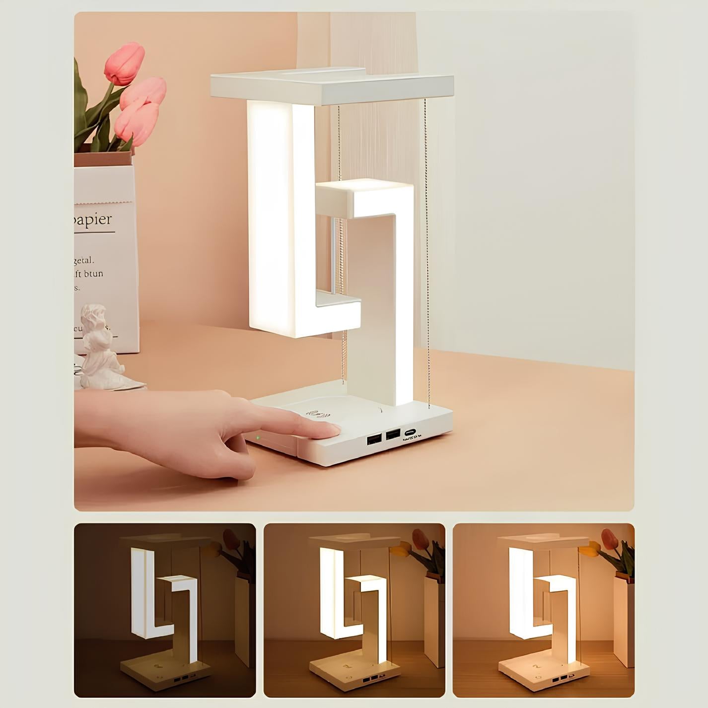 Modern LED Floating Table Lamp with Wireless Charging