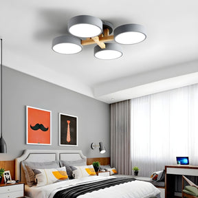 Modern Iron Wood LED Bedroom Ceiling Light