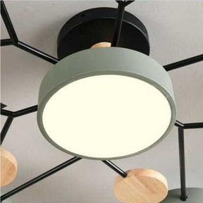 Contemporary Round Iron LED Semi-Flush Chandelier