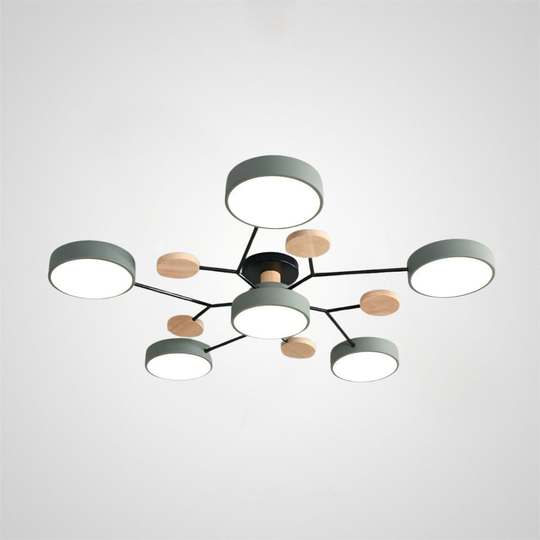 Contemporary Round Iron LED Semi-Flush Chandelier