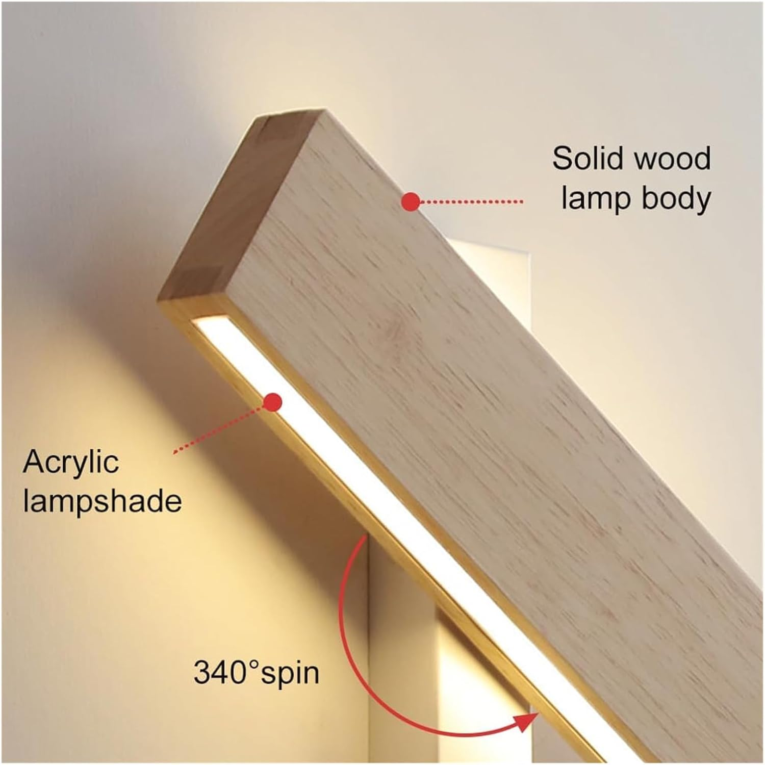 Moderne draaibare houten gang LED wandlampen