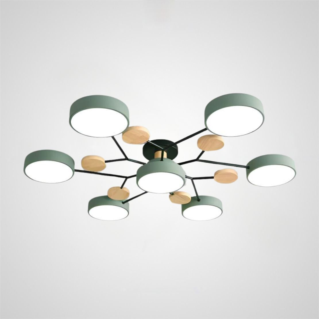 Contemporary Round Iron LED Semi-Flush Chandelier